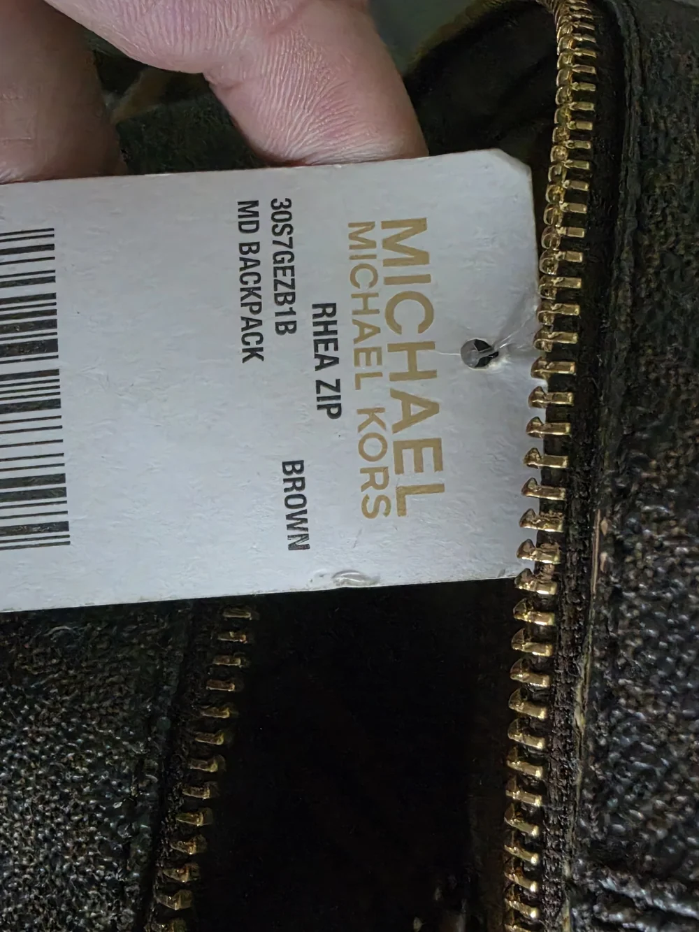 Michael Kors Brown Logo-Print Backpack with Gold Hardware